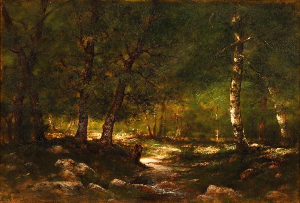 charles linford oil forest interior with meandering stream · Concept Art Gallery · 2025-10-11 Charles Linford comparable auction result: charles linford oil forest interior with meandering stream