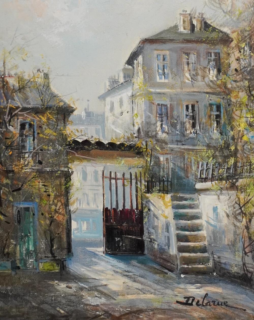 Lucien Delarue comparable auction result: lucien delarue french 1925 2011 view of a parisian courtyard oil on canvas signed l r frame 30 x 25 1 4 in 76 2 x 64 1 cm