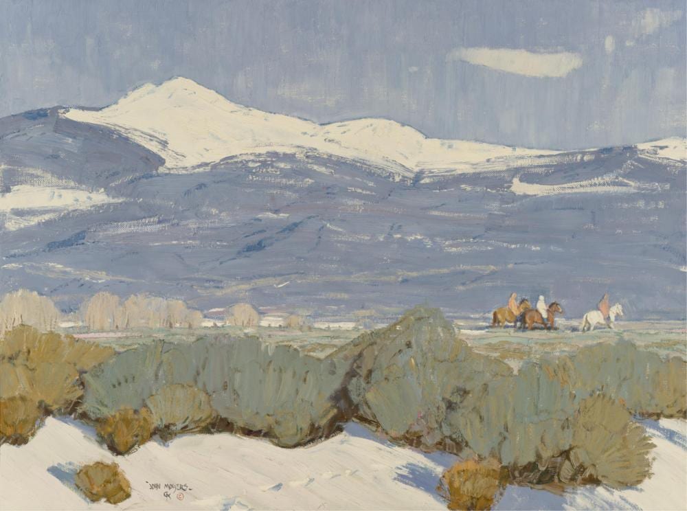 John Moyers comparable auction result: john moyers b 1958 january in taos 2000 oil on canvas 30 x 40 inches