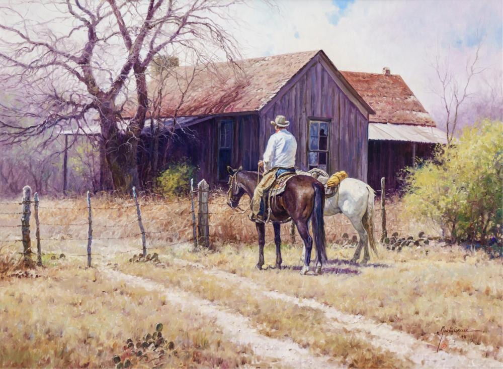 Martin Grelle comparable auction result: martin grelle b 1954 stop at the old place 1991 oil on linen 30 x 40 inches