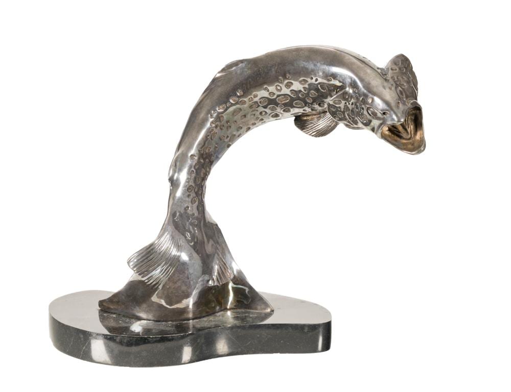 george northup 1940 2017 trout rise stainless steel edition 3 4 11 x 14 x 7 inches · Lone Star Art Auction · 2025-11-01 George Northup comparable auction result: george northup 1940 2017 trout rise stainless steel edition 3 4 11 x 14 x 7 inches