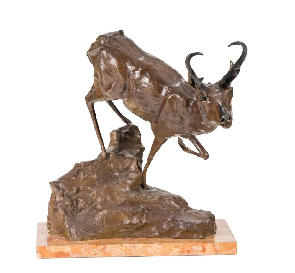 george northup 1940 2017 pronghorn bronze 5 28 13 5 x 13 x 13 inches · Lone Star Art Auction · 2025-11-01 George Northup comparable auction result: george northup 1940 2017 pronghorn bronze 5 28 13 5 x 13 x 13 inches
