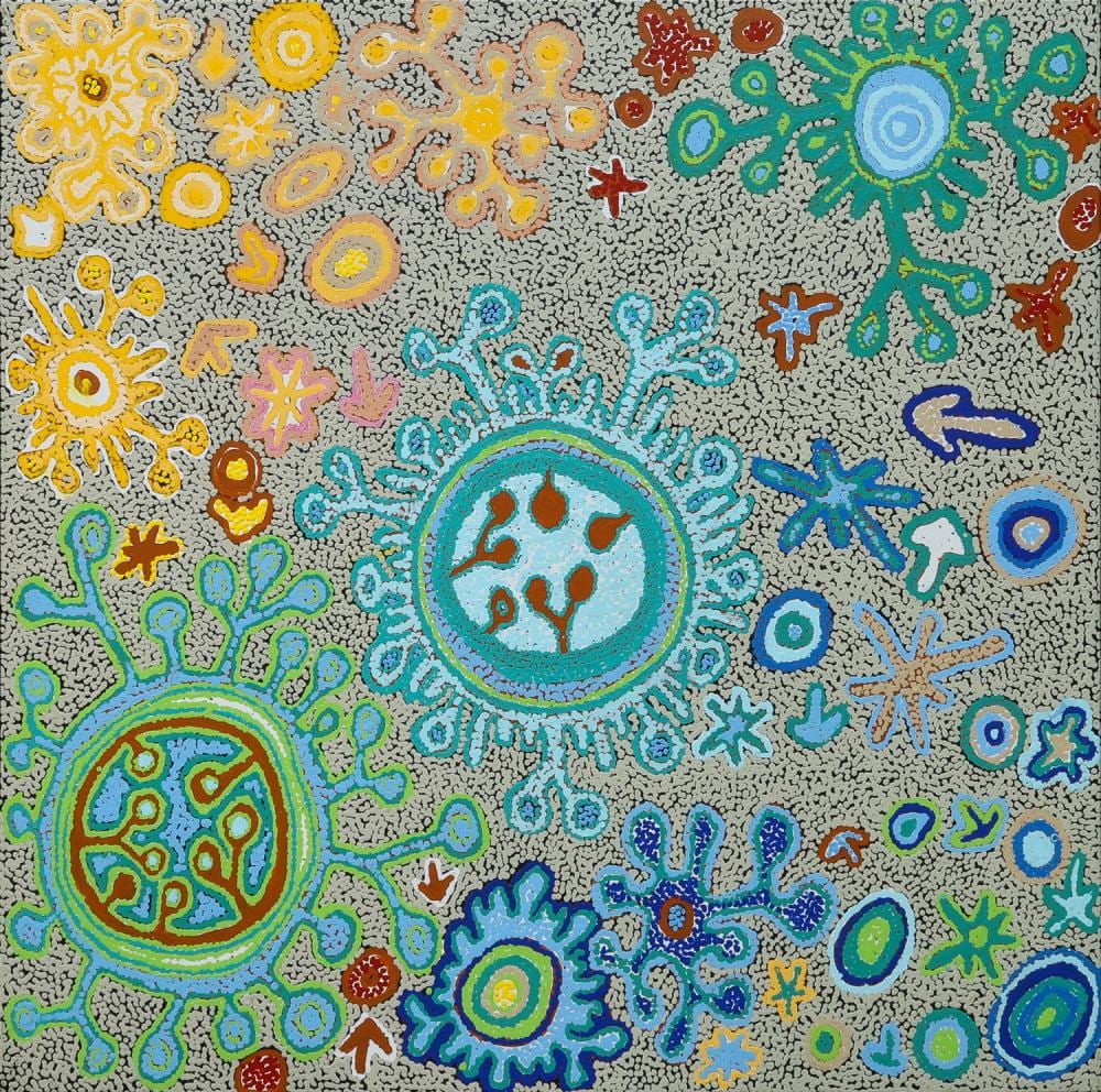 NYANU JENNY KEN comparable auction result: nyanu jenny ken mingkiri cave site acrylic on linen 100cm x 101cm