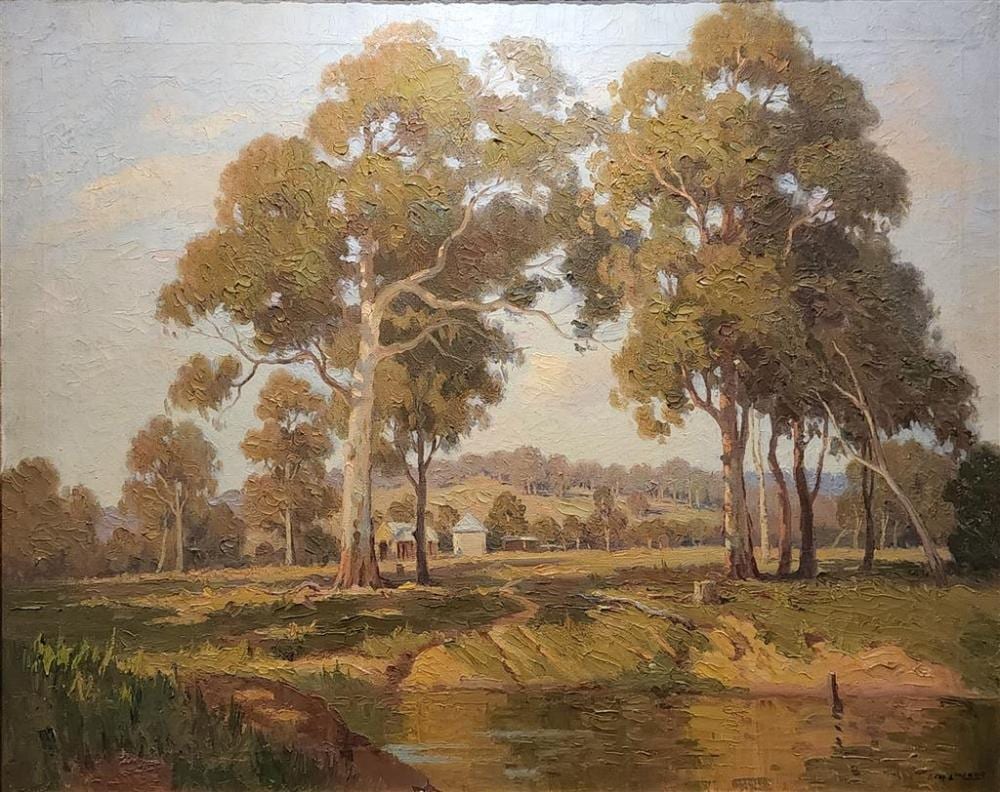 eric langker 1898 1982 untitled summer pastoral oil on canvas signed lower right 70 x 90cm framed 94 x 112cm provenance tr · Raffan Kelaher & Thomas · 2025-10-01 Erik Langker comparable auction result: eric langker 1898 1982 untitled summer pastoral oil on canvas signed lower right 70 x 90cm framed 94 x 112cm provenance tr
