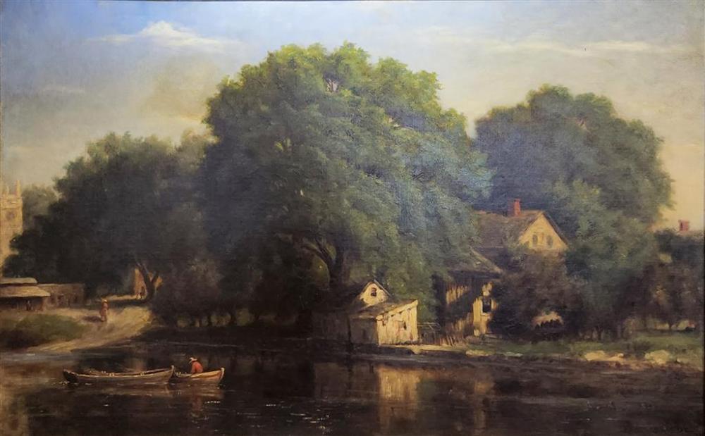 Darius Cobb comparable auction result: darius cobb american 1834 1919 untitled house on river oil on canvas signed and dated 1874 lower right 65 x 100cm framed 90