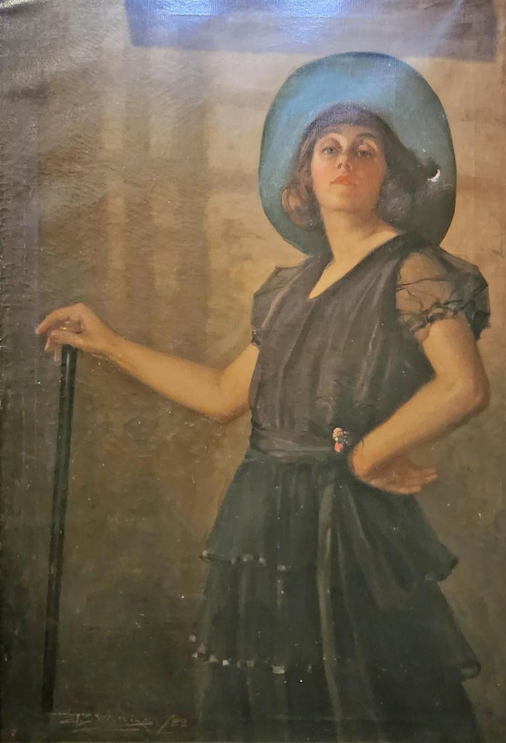J. S. Watkins comparable auction result: john samuel watkins 1866 1942 untitled lady in green hat 1922 oil on canvas signed lower left and dated 22 90 x 74 cm fra