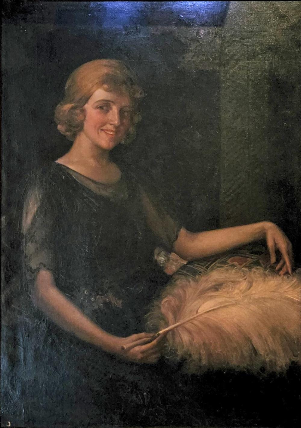 J. S. Watkins comparable auction result: john samuel watkins 1866 1942 untitled woman with a feather oil on canvas signed lower right 105 x 75cm framed 122 x 92cm