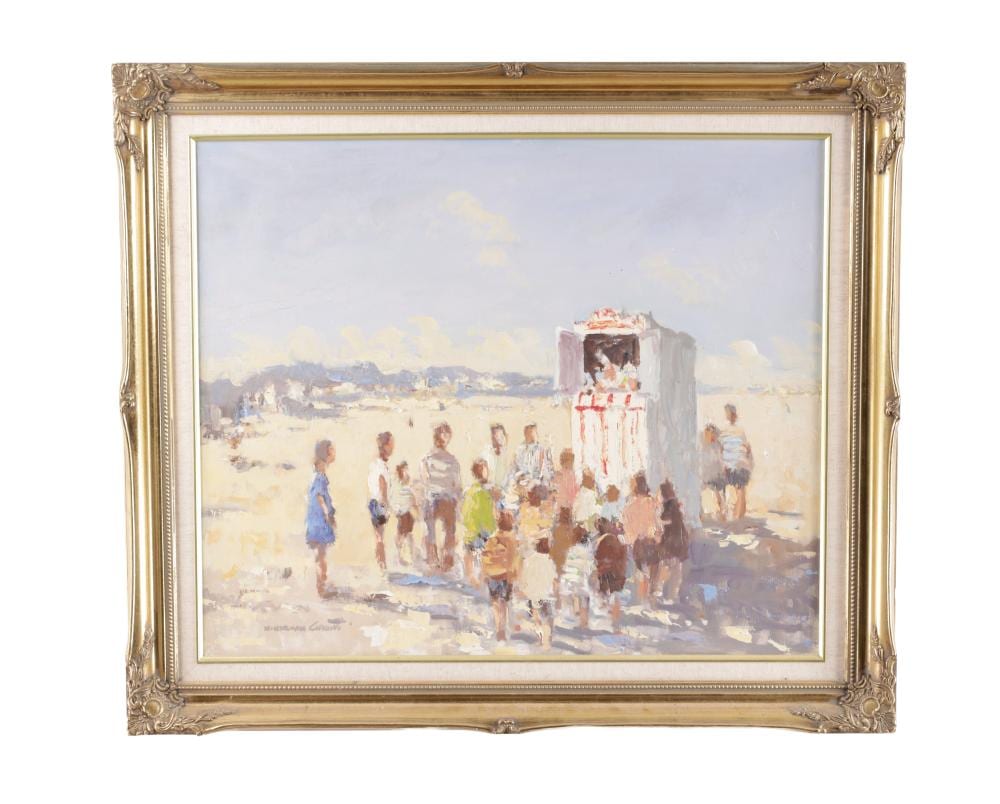 William Norman Gaunt comparable auction result: william norman gaunt british 1918 2001 oil on board depicting children watching punch and judy