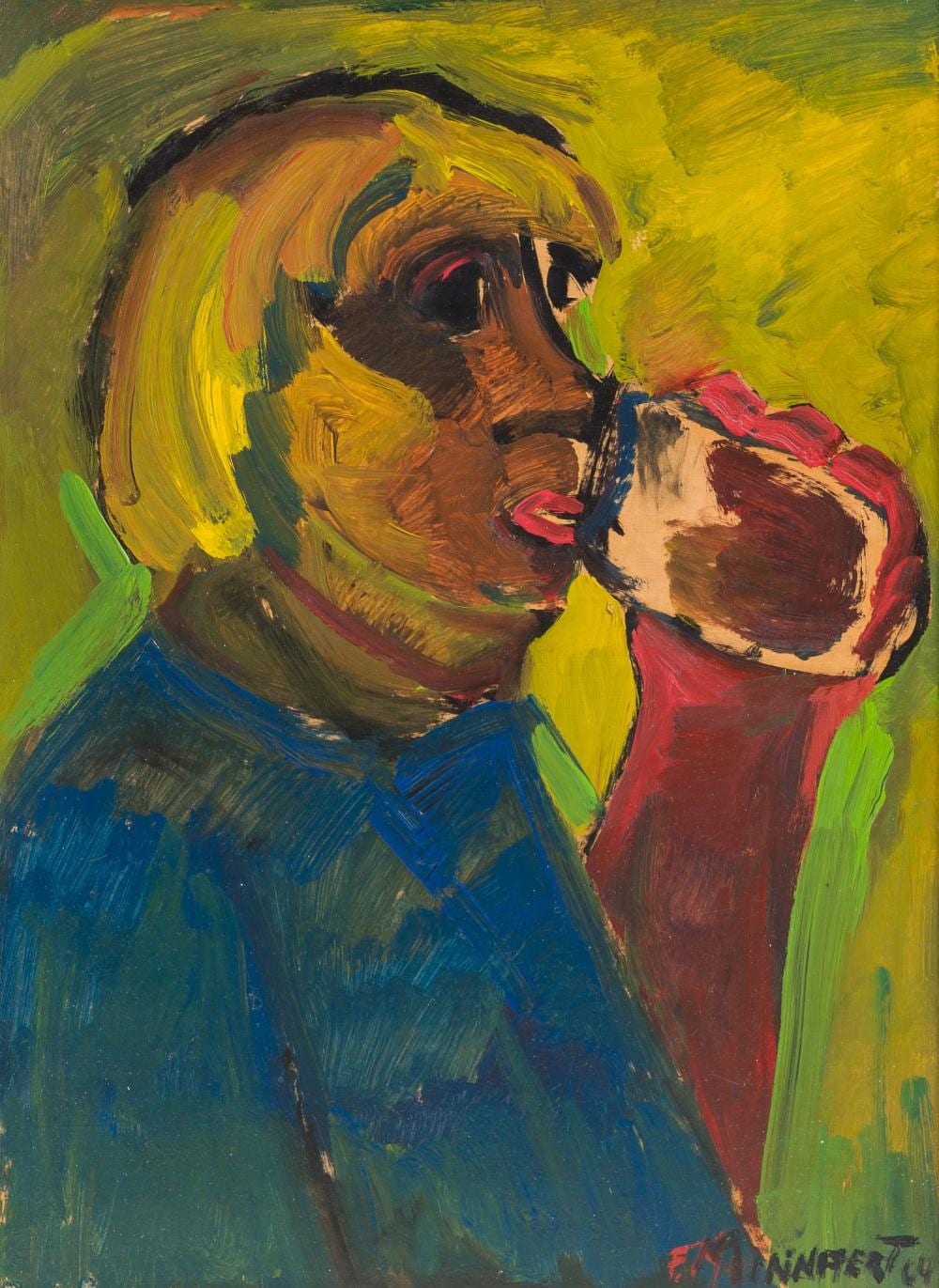 Frans Minnaert comparable auction result: frans minnaert 1929 2011 the drinker oil on board dated 19 64