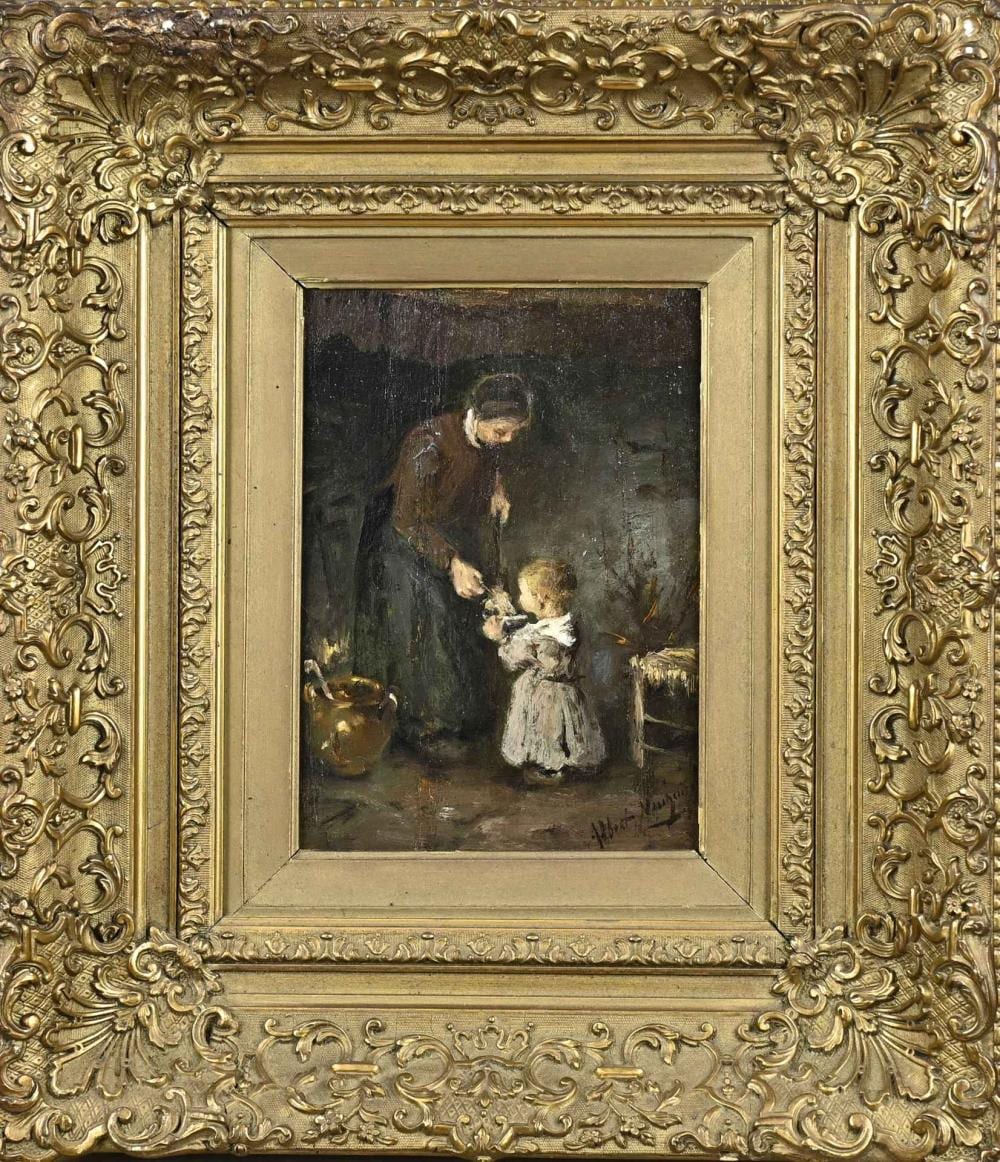 Albert Neuhuys comparable auction result: albert neuhuys farmhouse interior