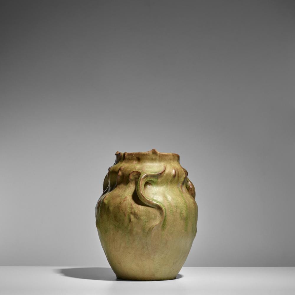 Edmond Lachenal comparable auction result: edmond lachenal 1855 1948 three handled vasecirca 1900glazed stoneware painted mark lachenal g 153 height 12 1 2in 31 5m diameter 9 1 2in 24cm