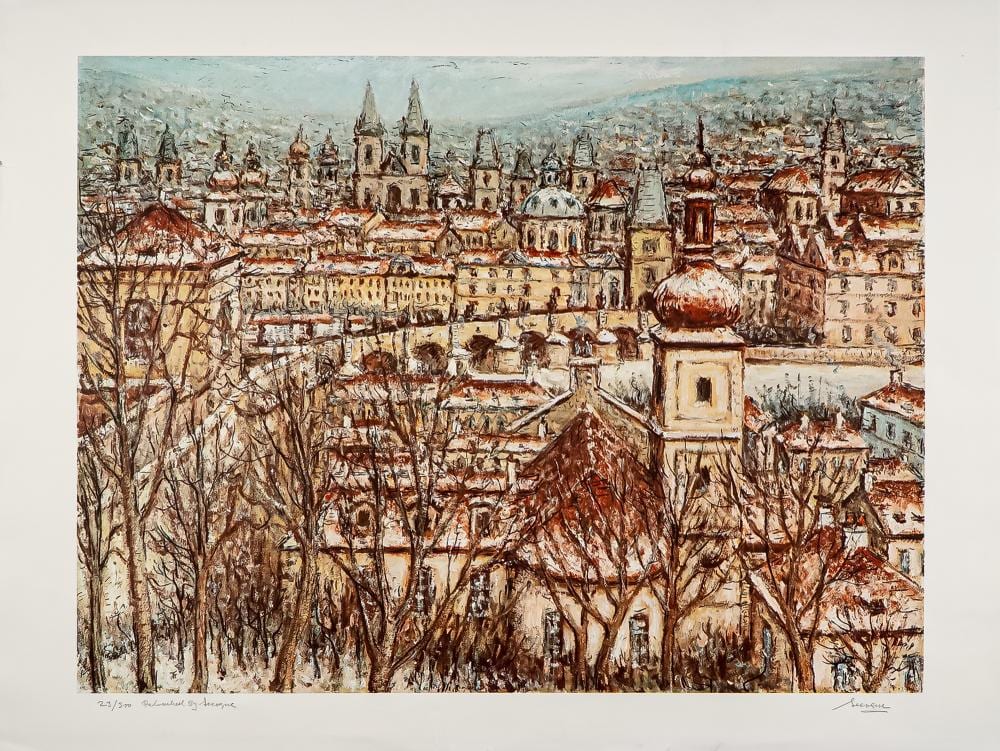 Alois Lecoque comparable auction result: alois lecoque hand signed limited edition lithograph view of prague