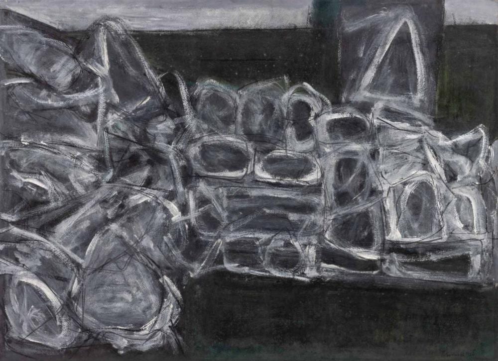 William Kienbusch comparable auction result: william kienbusch stone wall mixed media