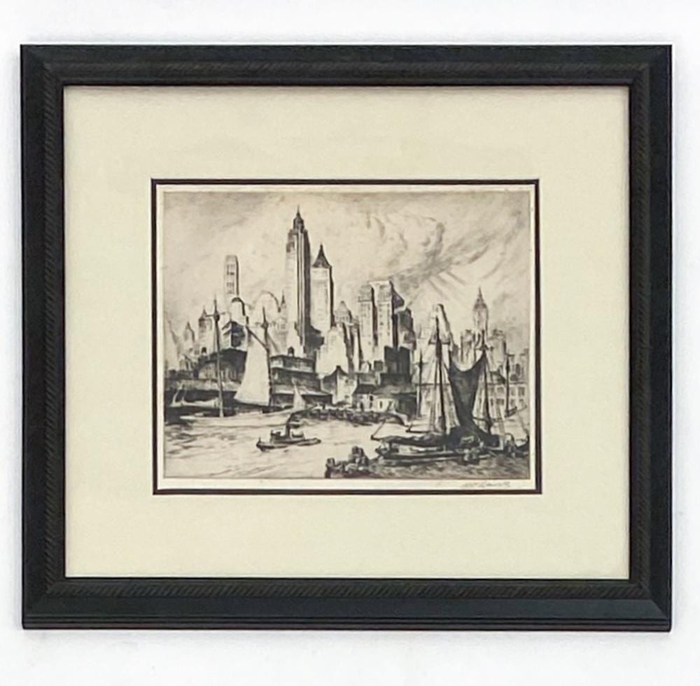 Nat Lowell comparable auction result: nat lowell 1880 1956 manhattan nyc etching