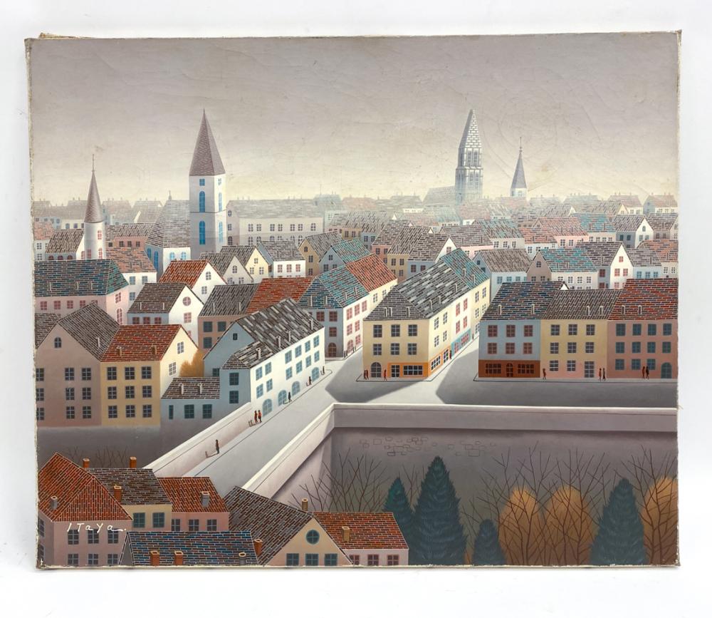 Foussa Itaya comparable auction result: foussa itaya japanese b 1919 city rooftop o c
