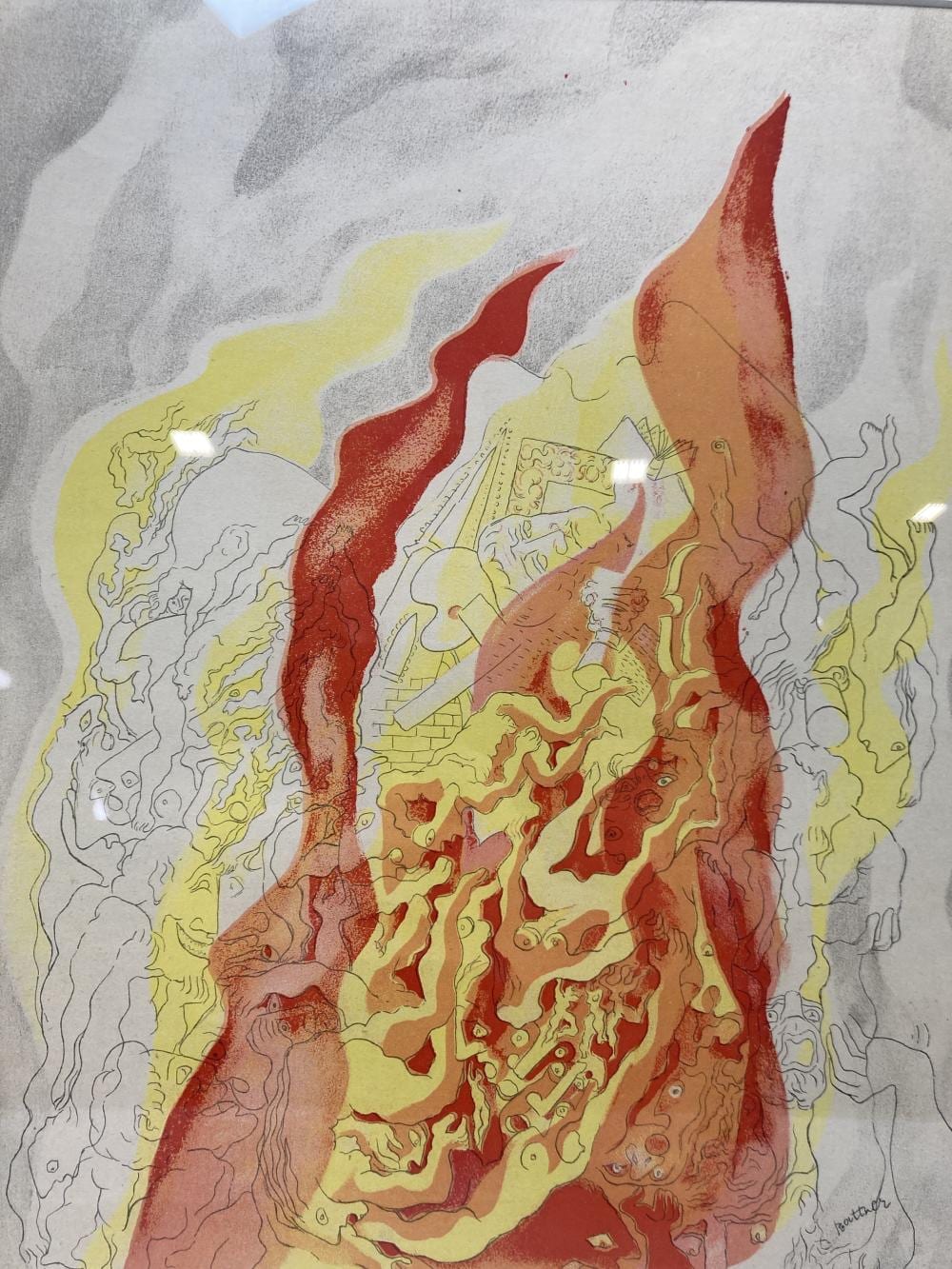 Abraham Rattner comparable auction result: abraham rattner fire 1937 verve litho on paper