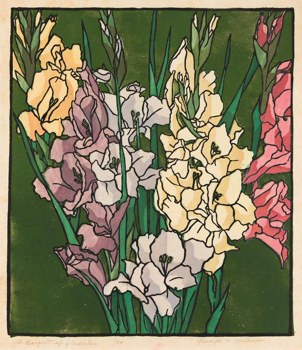 Gladys Wilkins Murphy comparable auction result: gladys wilkins murphy 1907 1985 a bouquet of gladiolus circa 1930