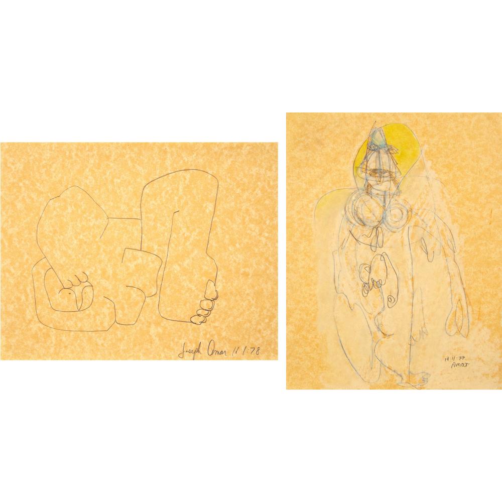 Joseph Amar comparable auction result: joseph amar 1954 2001 two figurative abstractions 1977 78