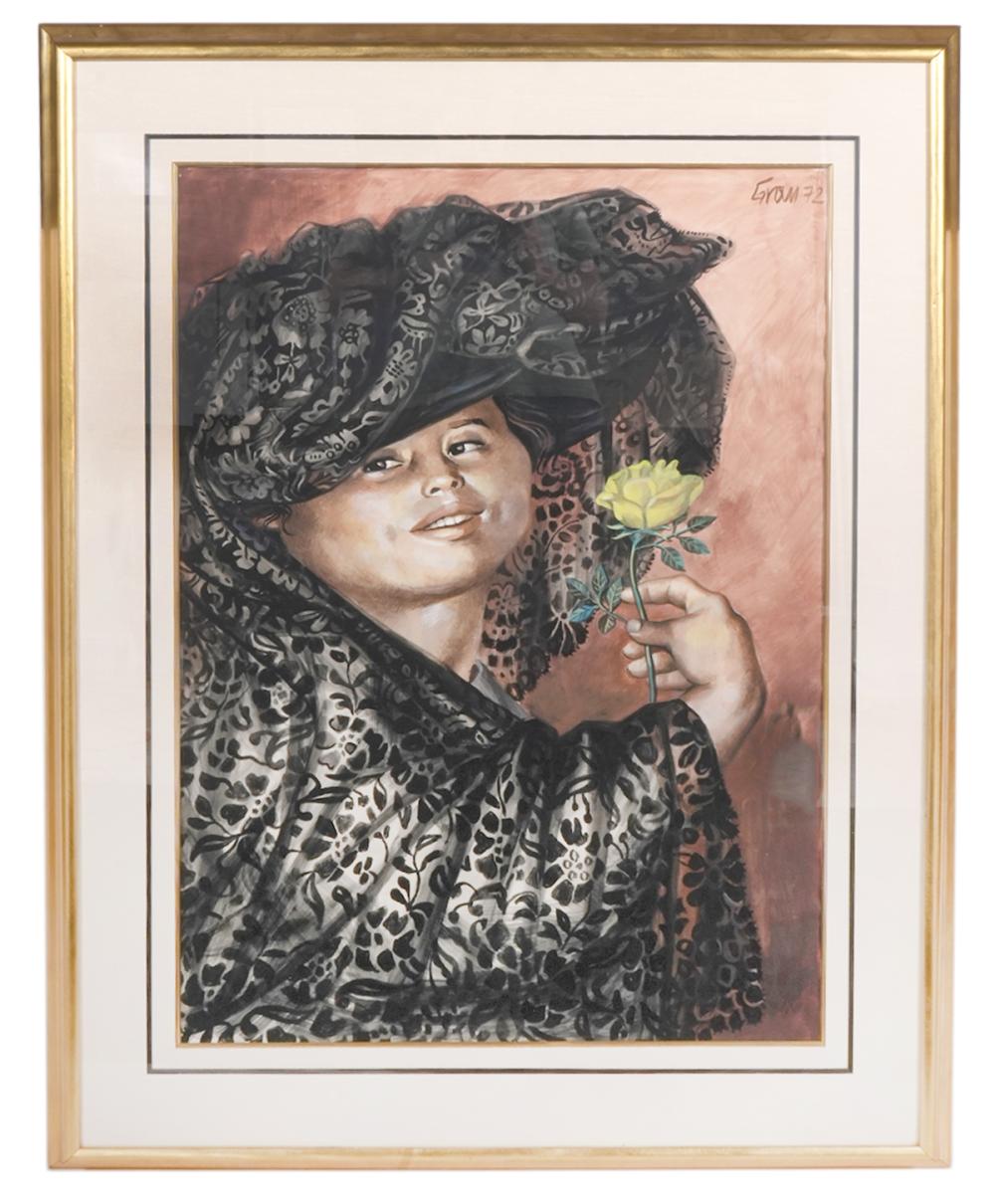 Enrique Grau Araújo comparable auction result: original enrique grau rita watercolor painting