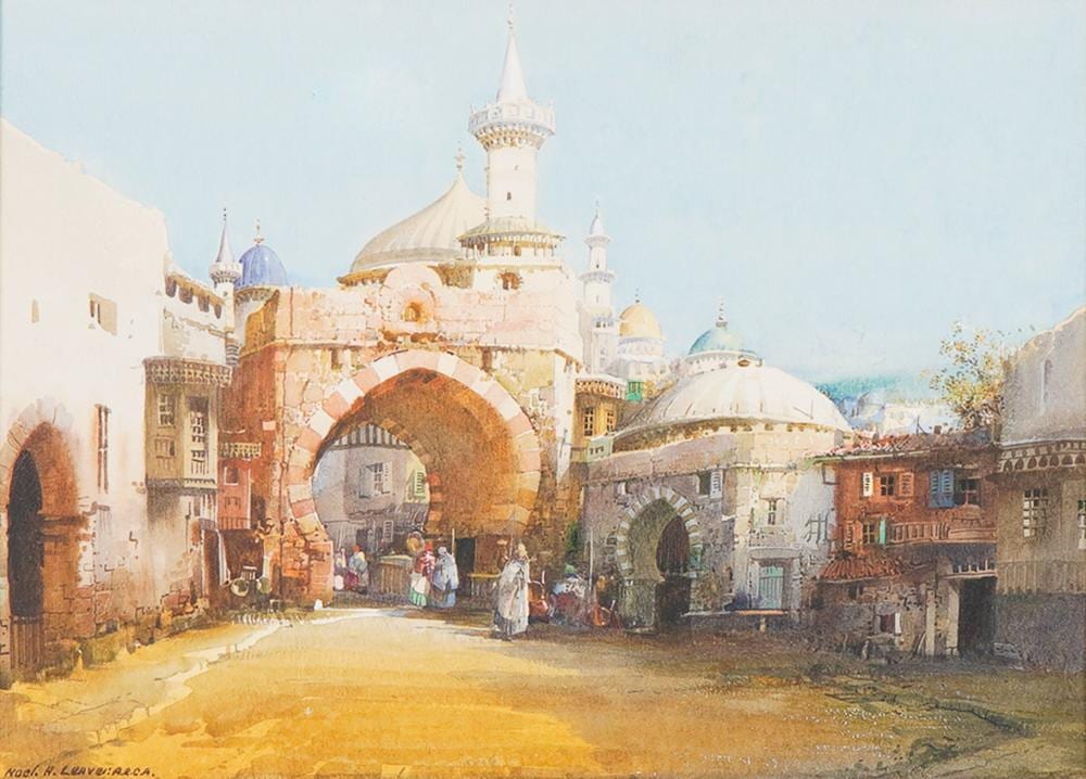 Noel Harry Leaver comparable auction result: noel harry leaver watercolor on paper under the archway tunis signed