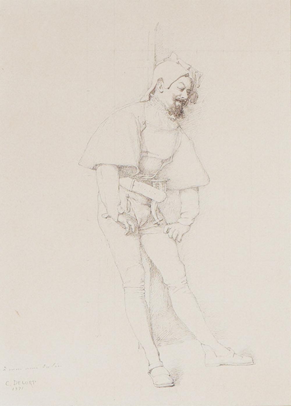 Charles Edouard Delort comparable auction result: charles edouard delort original drawing jester signed dedicated