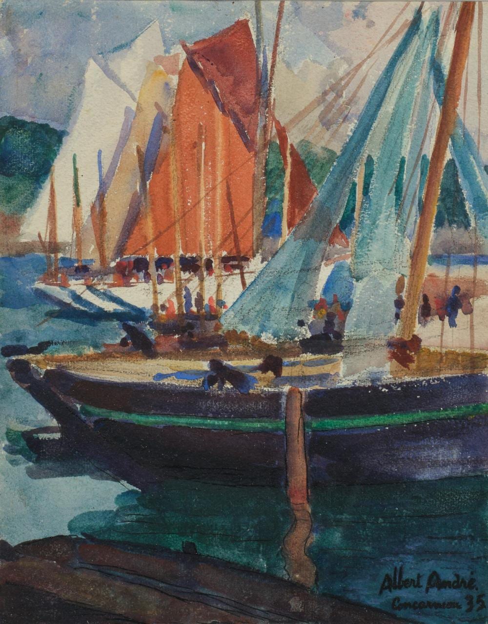 Albert Benjamin André comparable auction result: albert andr 1869 1954 vue de port concarneau