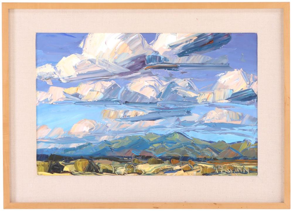 louisa mcelwain american 1953 2013 sangres late afternoon expressionist western landscape · Kamelot Auctions · 2025-10-14 Louisa McElwain comparable auction result: louisa mcelwain american 1953 2013 sangres late afternoon expressionist western landscape