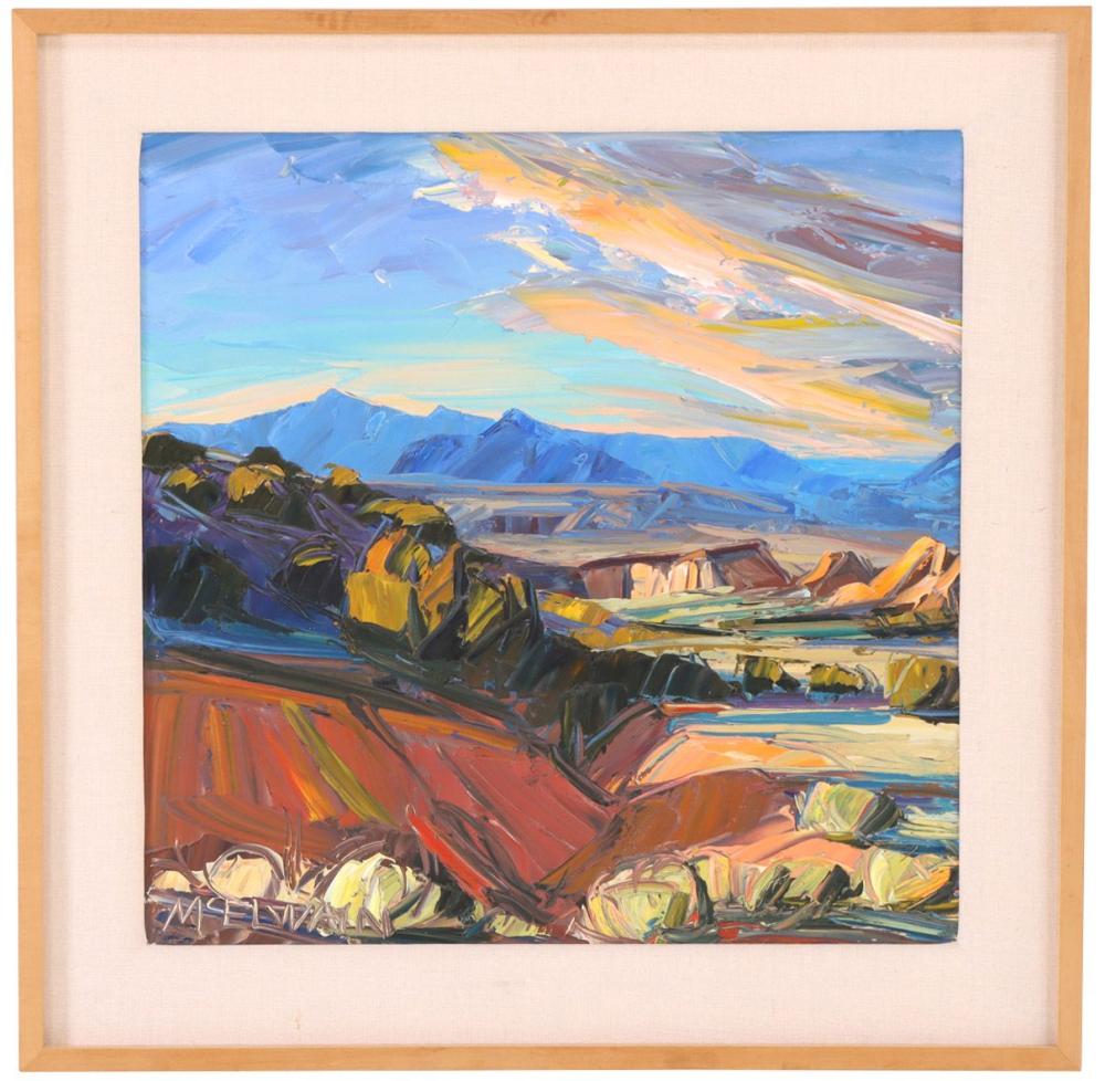 louisa mcelwain american 1953 2013 badlands sundown expressionist western landscape with · Kamelot Auctions · 2025-10-14 Louisa McElwain comparable auction result: louisa mcelwain american 1953 2013 badlands sundown expressionist western landscape with