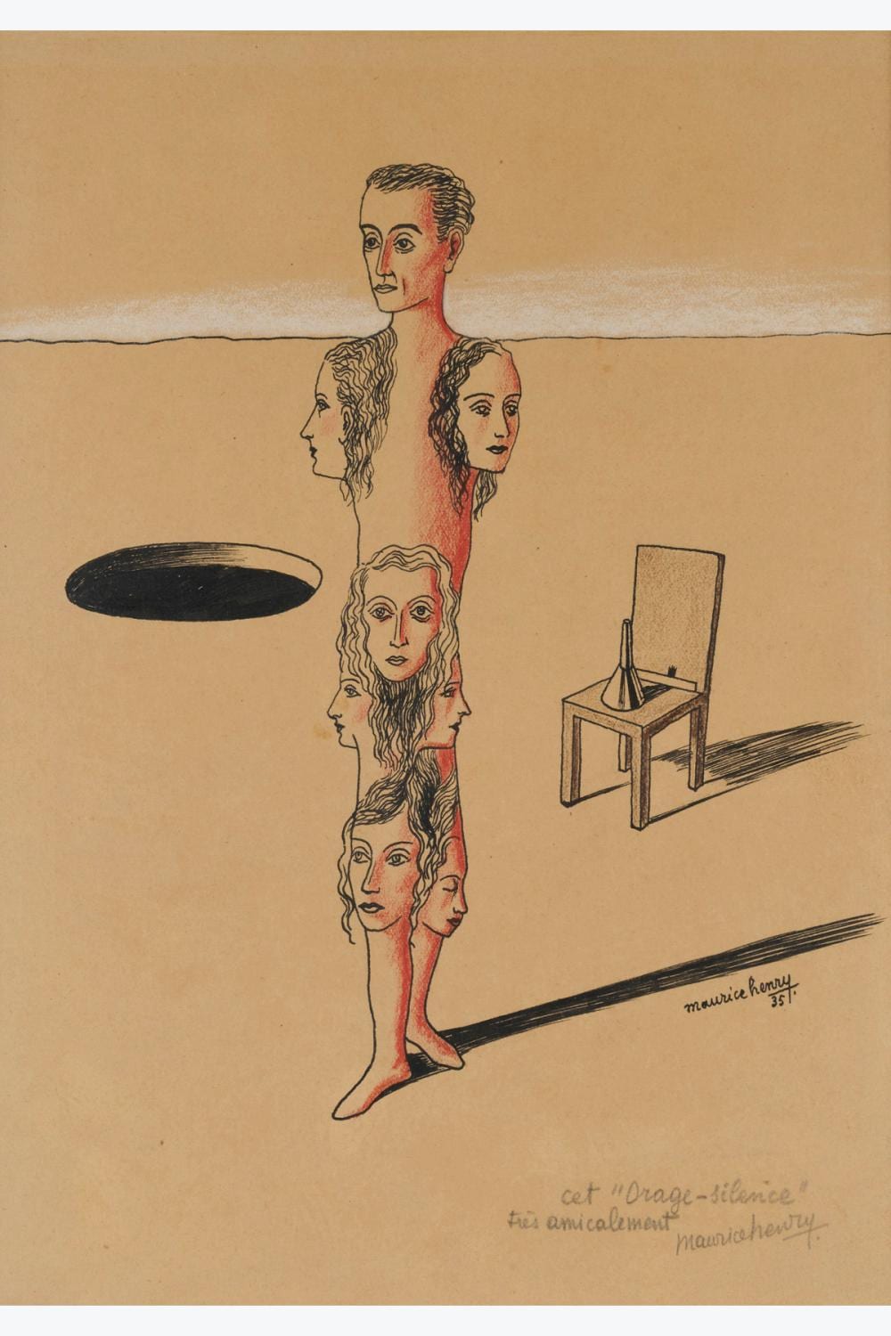 Maurice-Henry comparable auction result: maurice henry cambrai 1907 milan 1984 orage silence 1935