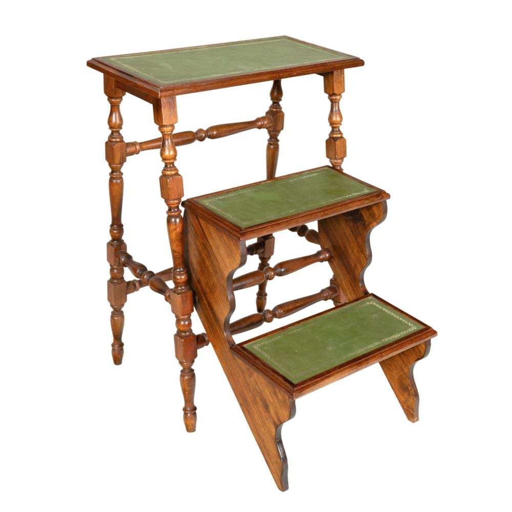 Folding library ladder, decorated with gilded leather, mid 20th century sold by A10 by Artmark, lot 8 — auction record photograph