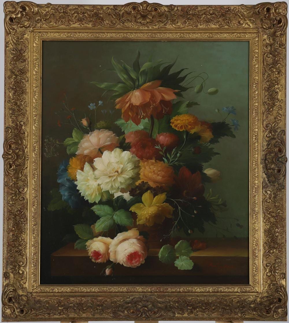 Thomas Webster comparable auction result: thomas webster still life of flowers