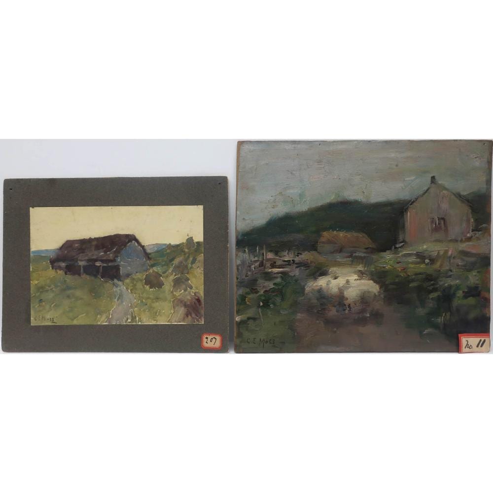 Charles Eugene Moss comparable auction result: charles eugene moss american canadian 1860 1901 old barn sheep returning home farmhouse