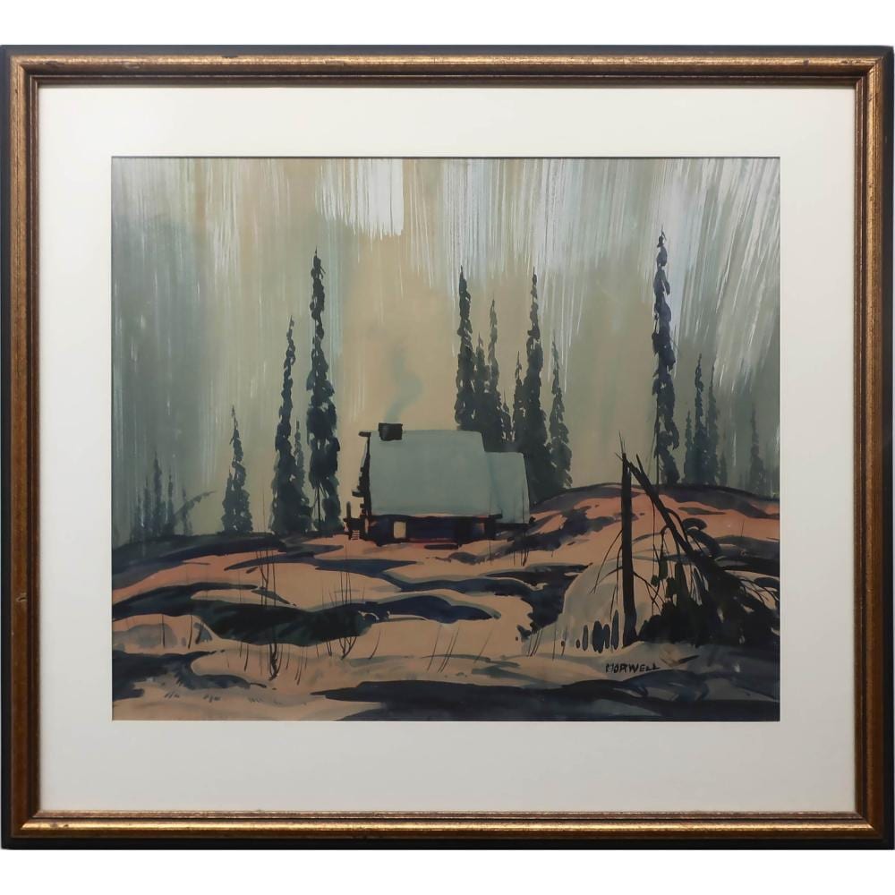 Graham Noble Norwell comparable auction result: graham noble norwell canadian 1901 1967 untitled cabin at dusk with dancing lights