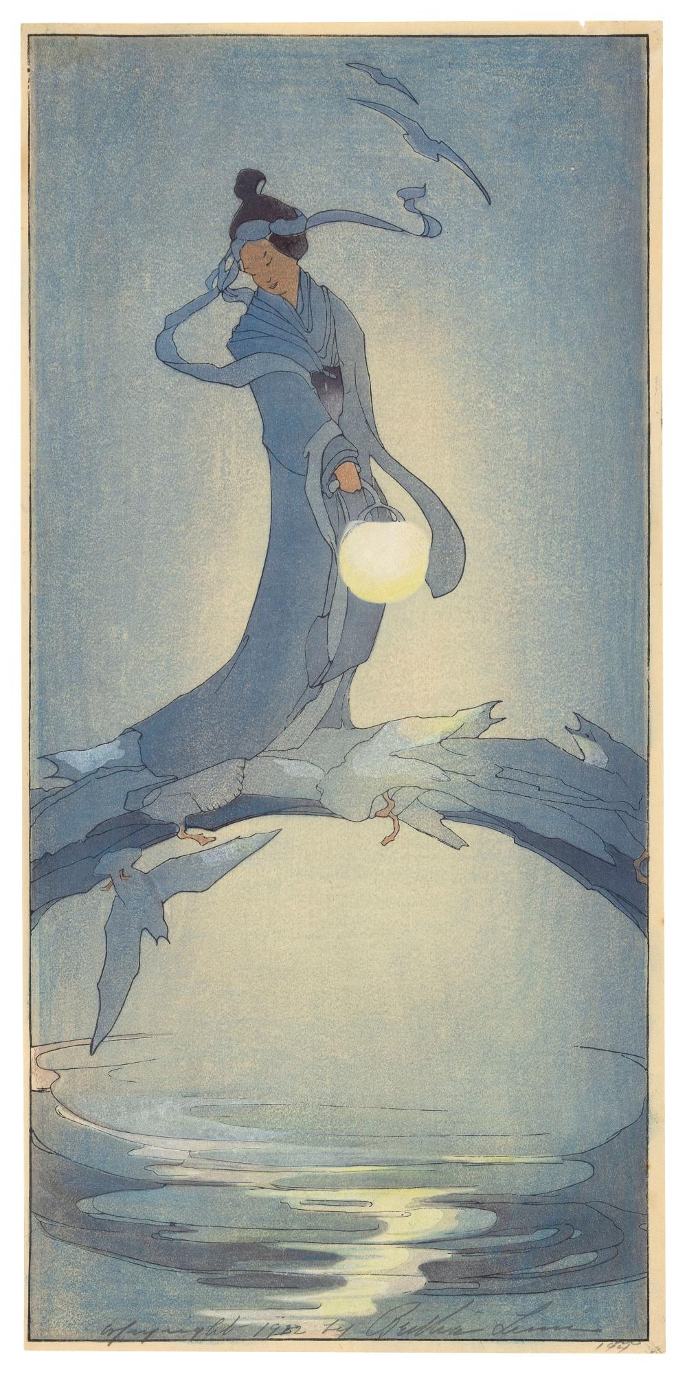 Bertha Boynton Bull Lum comparable auction result: bertha boynton bull lum california iowa italy 1869 1954 tanabata woodblock print sheet size 15 x 7 25 matted 18 75 x 9 25 unframed