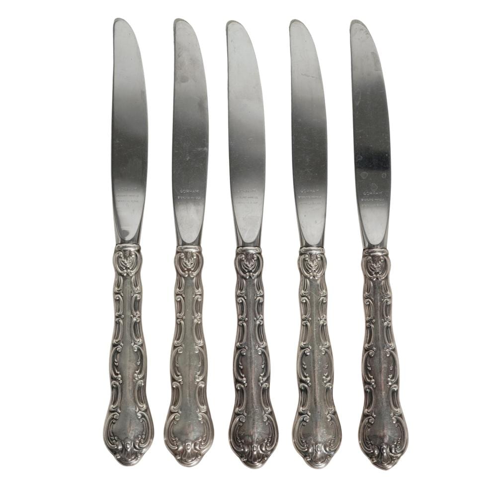 Gorham Silver comparable auction result: 5 pcs gorham silver strasbourg sterling stainless knives