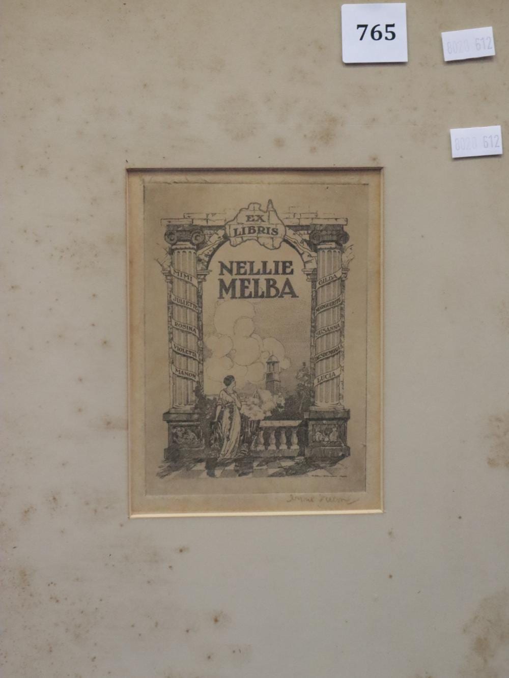 Cyril Dillon comparable auction result: cyril dillon book cover etching titled dame nellie melba signed lower right measures 10 x 14cm