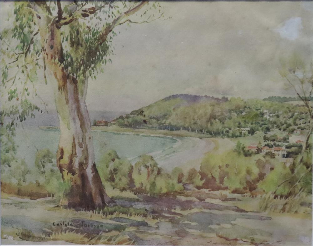 Carlyle Jackson comparable auction result: carlyle jackson watercolour bay view signed lower left approx 35cm x 27cm