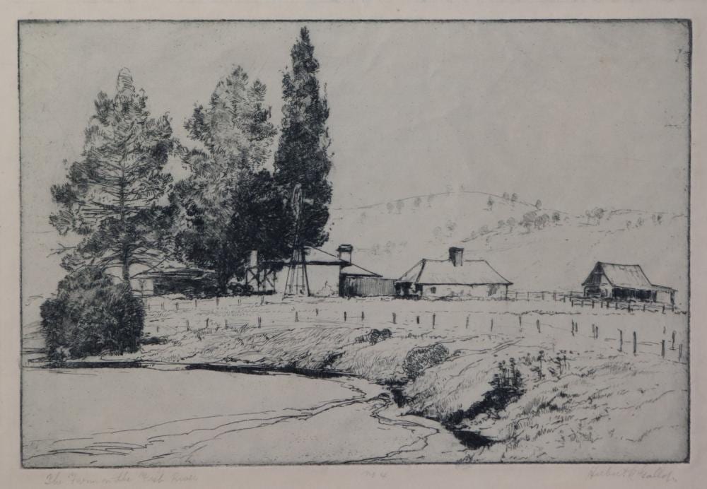 herbert reginald gallop etching titled the farm on the xxx river edition 4 signed in pencil lower right unframed but mounted measures 22 5cm x 14 5cm · Albion Antique Auction Centre · 2025-10-02 Herbert Gallop comparable auction result: herbert reginald gallop etching titled the farm on the xxx river edition 4 signed in pencil lower right unframed but mounted measures 22 5cm x 14 5cm