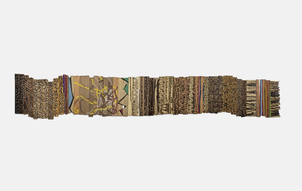 El Dela Anatsui comparable auction result: el anatsui ghanaian born 1944 change goes on 90 x 518 x 2 5cm 35 7 16 x 203 15 16 x 1in in 54 pieces