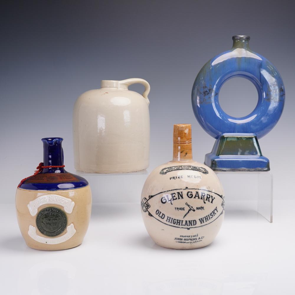 4pc Antique Whiskey Jugs sold by Lion and Unicorn, lot 151 — auction record photograph