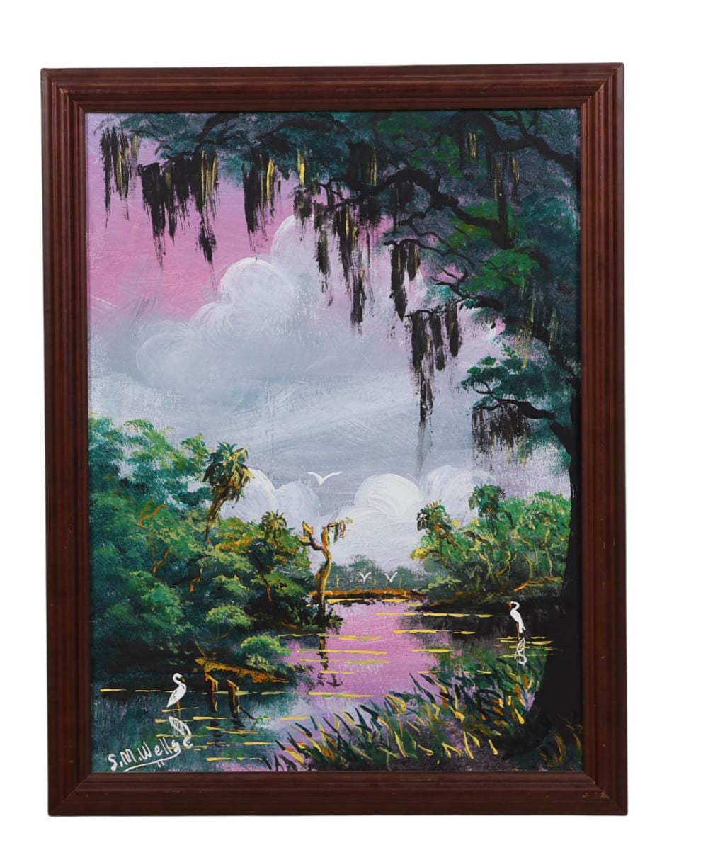 sylvester wells 1939 2023 florida lagoon painting · Hill Auction Gallery · 2025-10-15 Sylvester Wells comparable auction result: sylvester wells 1939 2023 florida lagoon painting
