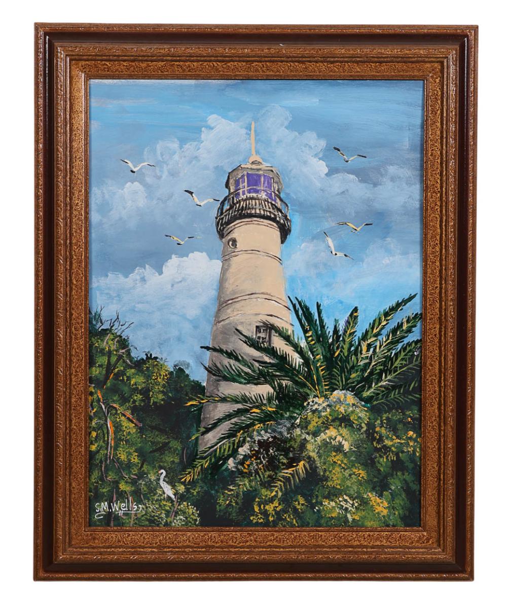 sylvester wells 1939 2023 lighthouse oil painting · Hill Auction Gallery · 2025-10-15 Sylvester Wells comparable auction result: sylvester wells 1939 2023 lighthouse oil painting