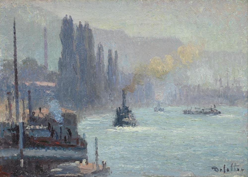 Joseph Delattre comparable auction result: joseph delattre french 1858 1912 steamboat on the seine