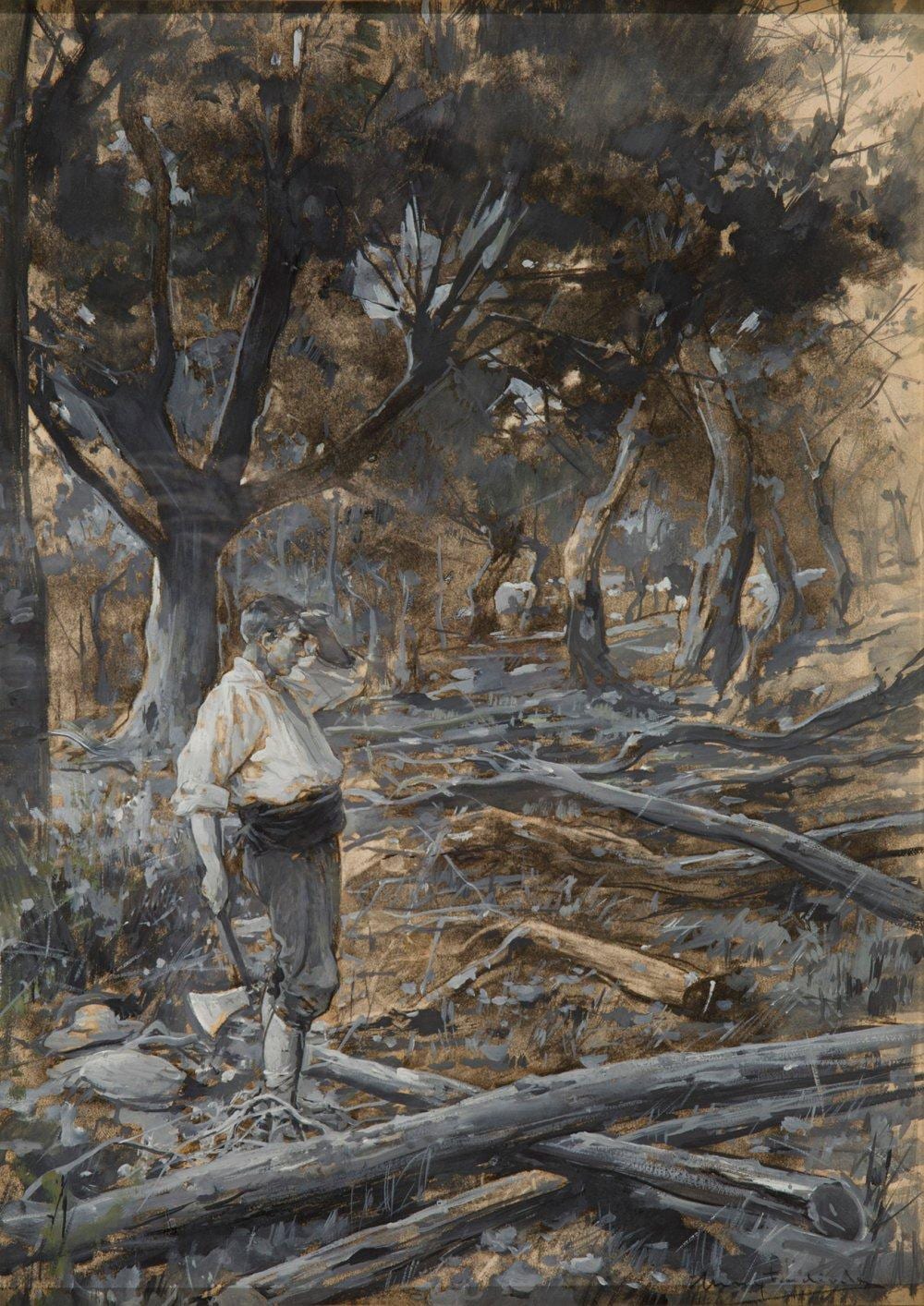 arcadi mas i fondevila barcelona 1852 sitges barcelona 1934 the man and the forest mixed media on paper signed in the lower right corner · Setdart Auction House · 2025-10-14 Arcadi Mas i Fondevila comparable auction result: arcadi mas i fondevila barcelona 1852 sitges barcelona 1934 the man and the forest mixed media on paper signed in the lower right corner