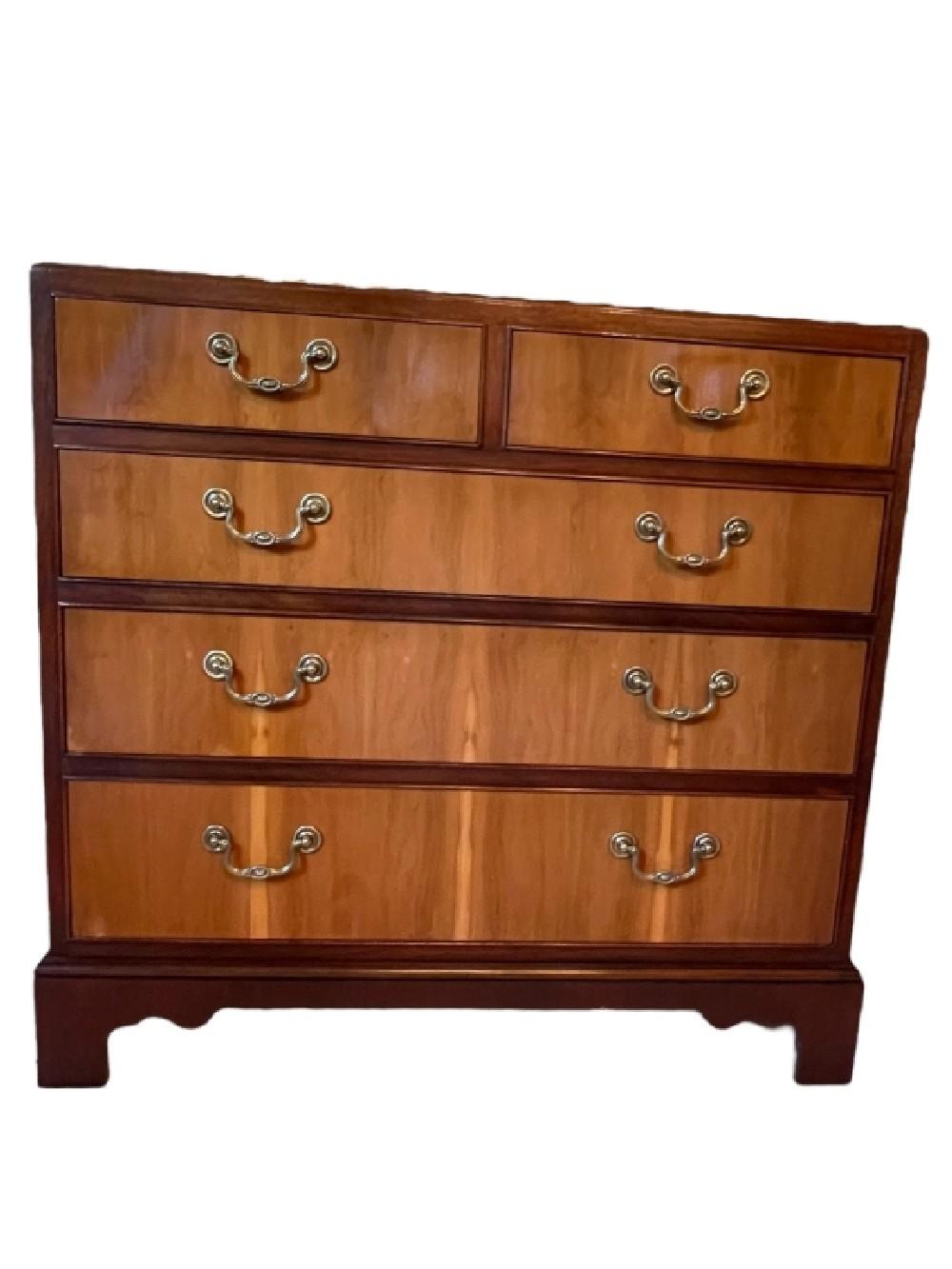 BAKER FURNITURE BURLWOOD CHEST OF DRAWERS sold by DejaVu Estate Sales & Auctions, lot 693 — auction record photograph