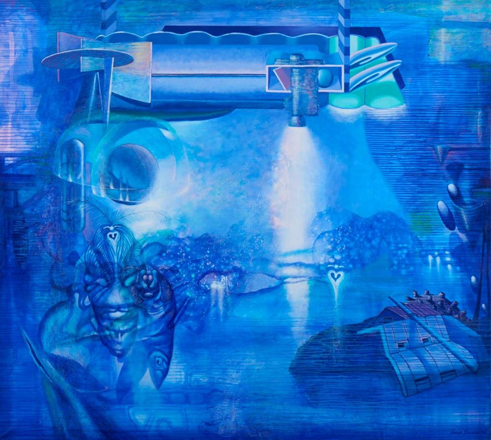 Carlos Carreiro comparable auction result: carlos carreiro nocturno com efeitos especiais acr lico s tela dim aprox 180 x 200 cm