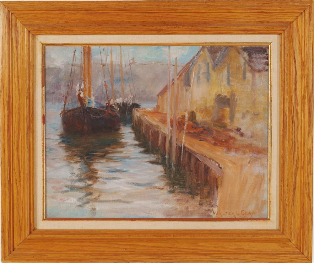 Walter Lofthouse Dean comparable auction result: walter lofthouse dean 1854 1912 boats at dock
