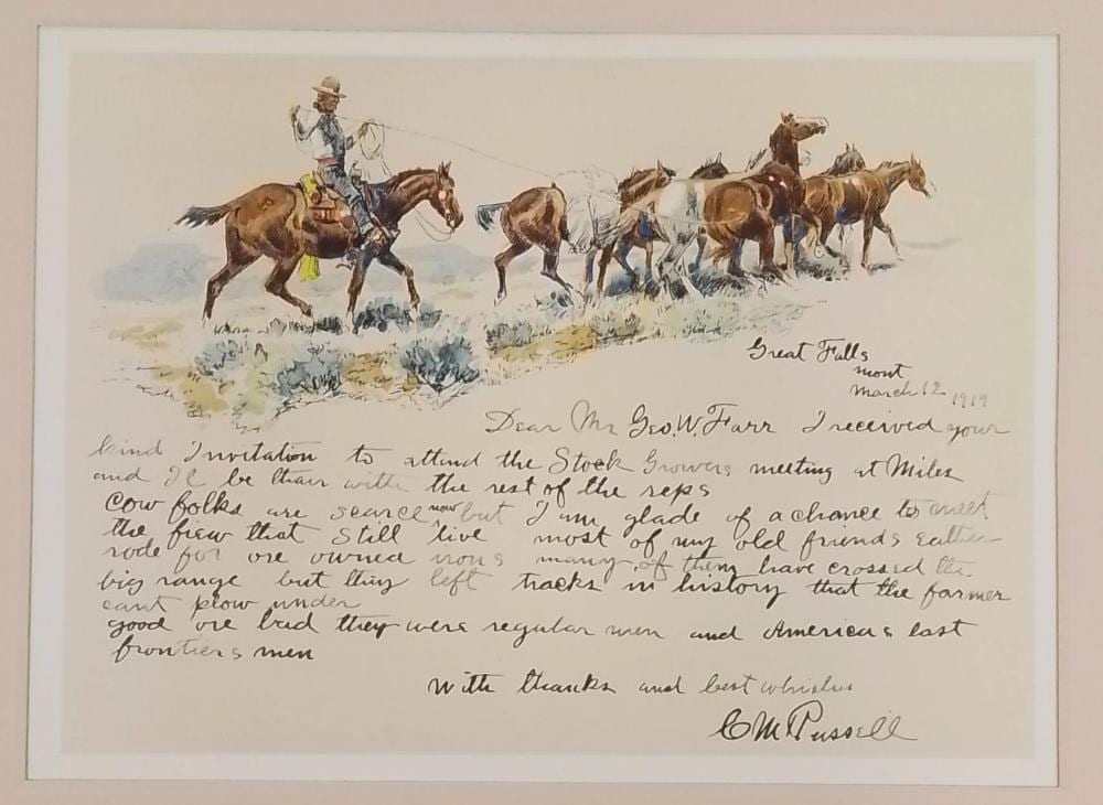 Charles Russell comparable auction result: charles russell watercolors of the west print