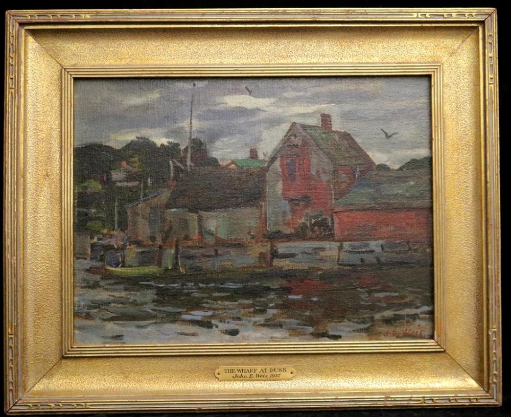 John Ellsworth Weis comparable auction result: john ellsworth weis american 1892 1962 the wharf at dusk 1937 oil on canvas signed lower right hand corner framed
