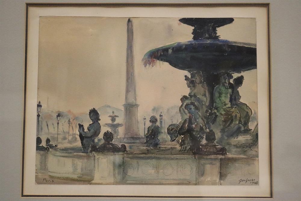 Fernand Guignier comparable auction result: fernand guignier 1902 1972 la fontaine de la place de la concorde 1948 watercolor signed an